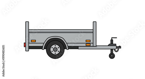 Illustration of a small utility trailer with single axle and hitch