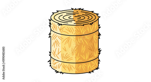 Illustration of a straw bale with textured details on white background