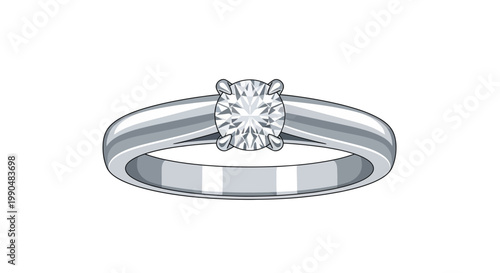 Elegant diamond engagement ring with classic silver band design