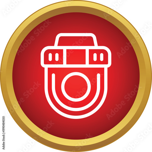 Outline icon representing a dashboard camera or dvr on a red circle background