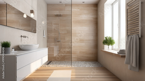 Contemporary bathroom interior design clean restroom space bright environment with natural light