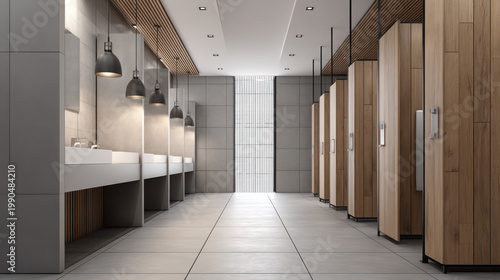 Modern clean bathroom interior design showcase restroom facilities indoor environment contemporary viewpoint