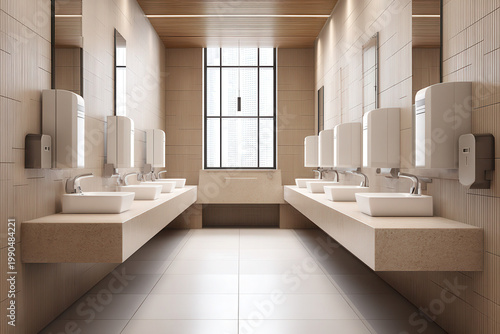 Clean restroom interior design modern bathroom bright environment stylish viewpoint contemporary concept