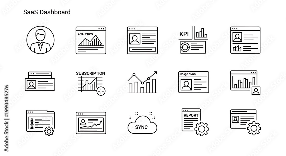 Fototapeta premium Comprehensive business icon set featuring vector symbols for web design and office communication including computer, internet, and document signs for professional media network applica
