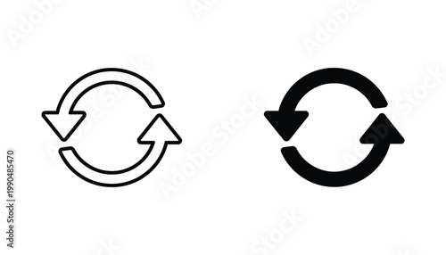 Recycle refresh arrows icon set for user interface navigation and data synchronization