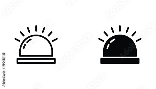 Minimalist emergency siren alert light icon set for security and hazard notifications