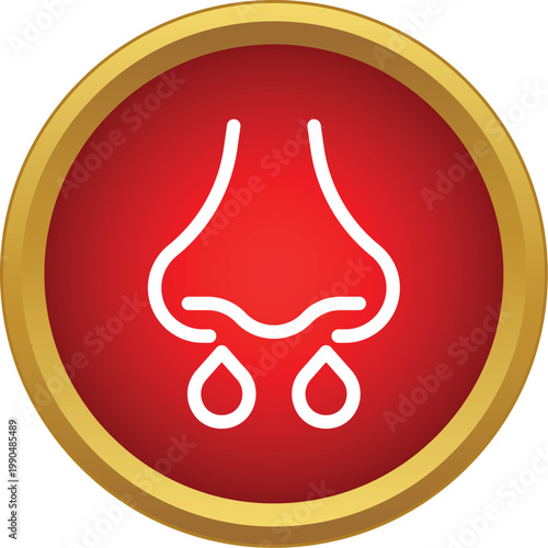 Runny nose icon illustrating common cold or allergy symptoms in a red circle
