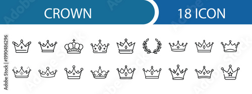 Crown Icon Pack – 18 Royal, King, Queen, Luxury, Achievement Vector Icons