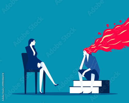 The business person watched in coworkers head a burning