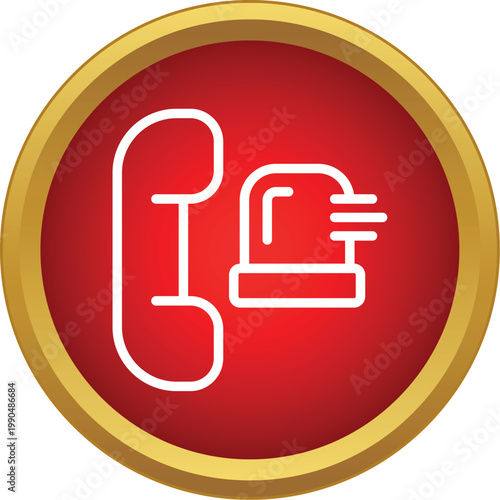 Icon showing a telephone handset receiving an urgent call with a flashing siren light