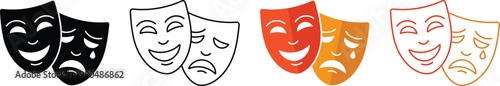 Dramatic comedy and tragedy masks a versatile business icon for theatre arts and entertainment branding