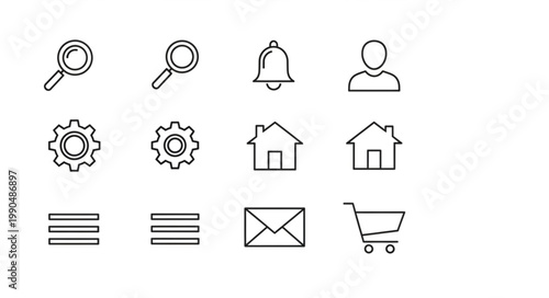 Collection of Simple Outline Icons for Web and App Design.