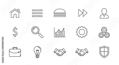 Collection of Hand Drawn Business Icons and Symbols.