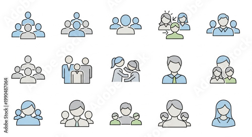Collection of diverse people icons representing community and teamwork.