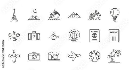 Collection of Travel and Transportation Icons.