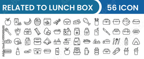 Lunch Box Icon Pack – Food Container, School Lunch, Meal Prep, Bento Vector Icons