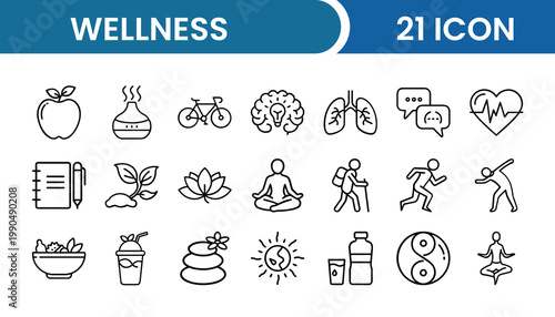 Wellness Icon Pack – [Number] Health, Fitness, Self-Care, Lifestyle, Relaxation Vector Icons