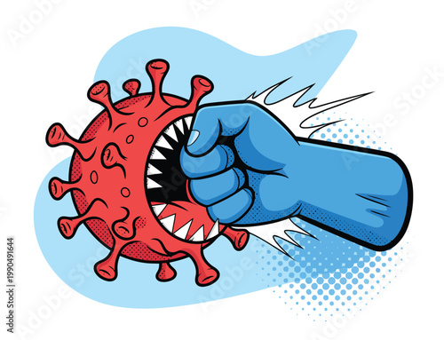 Fighting back a powerful image representing the battle against the coronavirus pandemic