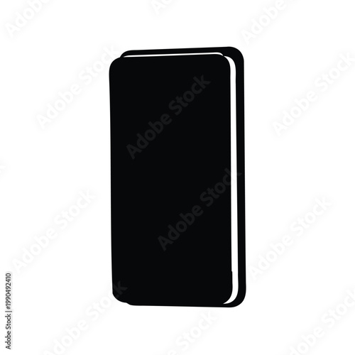 Solid black book with rounded edges and white border illustration