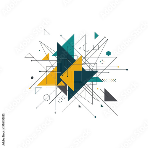 Geometric shapes in abstract composition.