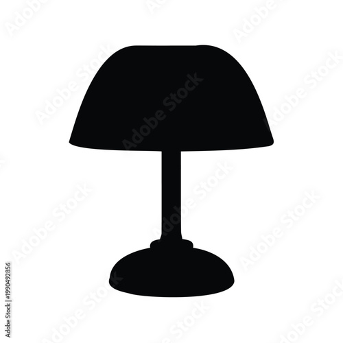 A striking silhouette of a stylish table lamp on a white background