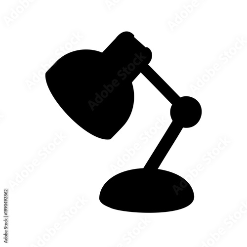 Black silhouette of a lamp with adjustable arm and a rounded base
