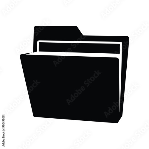 Black Silhouette of an Open File Folder on a White Background