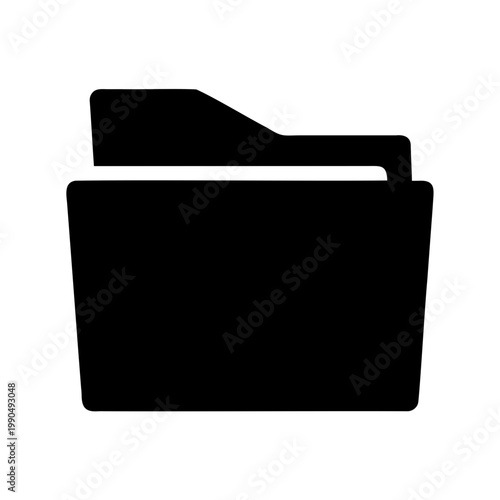 Simple black folder icon illustrating file management and document organization concept