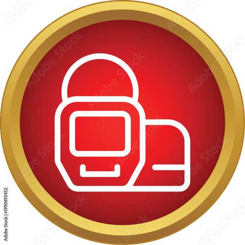 Glucose meter measuring blood sugar levels inside a red circle icon