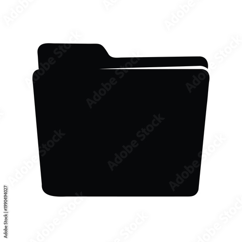 Black silhouette illustration of a file folder for storage and organization