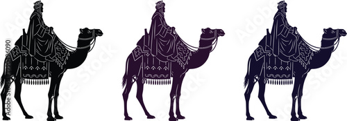 Three silhouetted camels a study in color and form minimalist art