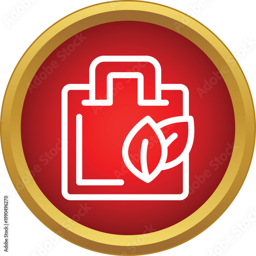 Shopping bag outline icon with green leaves showing sustainable choices