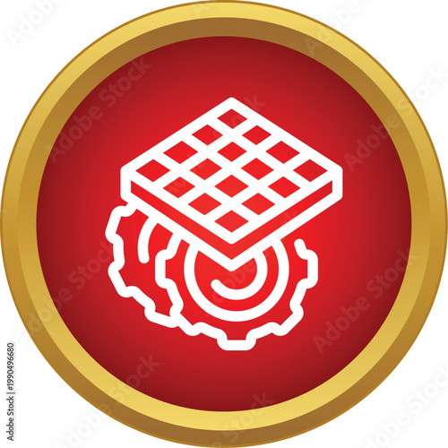 Solar panel and gears symbolizing renewable energy generation and industrial processes