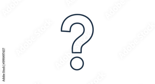 Question Mark Icon Vector Illustration, Minimalist Outline Style Graphic for UI Design and Web Interface Elements