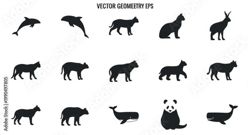 Collection of Animal Silhouettes Vector Graphics.