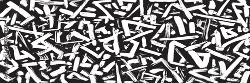 Abstract black and white brush stroke pattern with chaotic lines