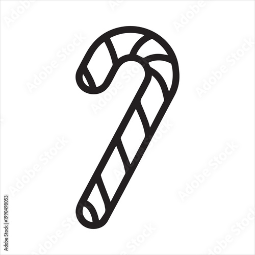 Simple bold line icon of a striped candy cane.