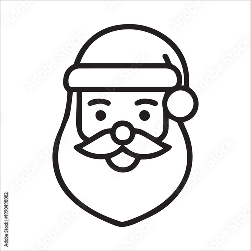 Simple linear icon of Santa Claus's face.