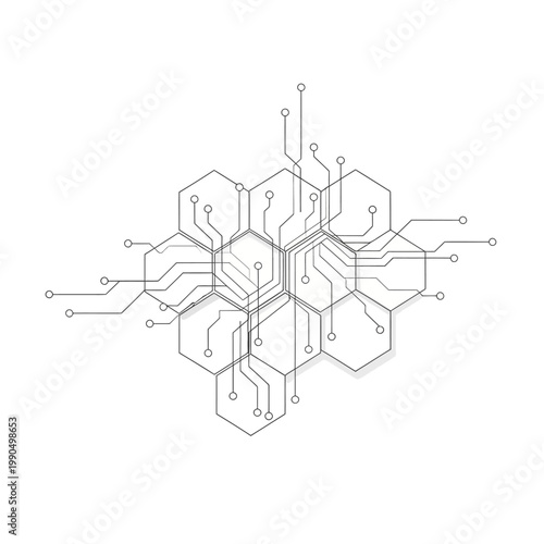 Circuit board with hexagonal pattern.