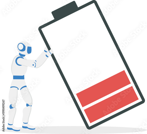AI robot providing power and recharging low battery