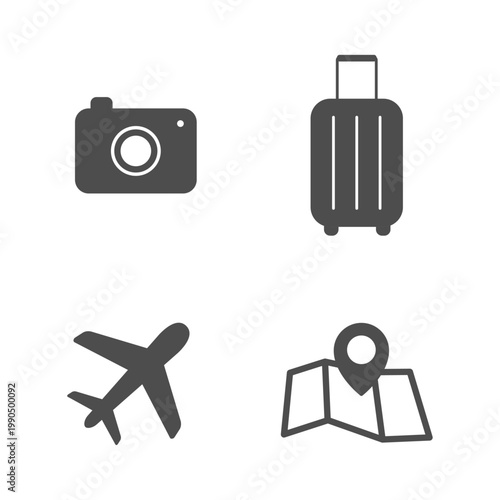 旅行アイコン4種（ピクトグラム）