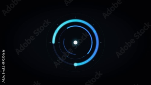 4K Futuristic HUD Circular Interface Animation on Black Background