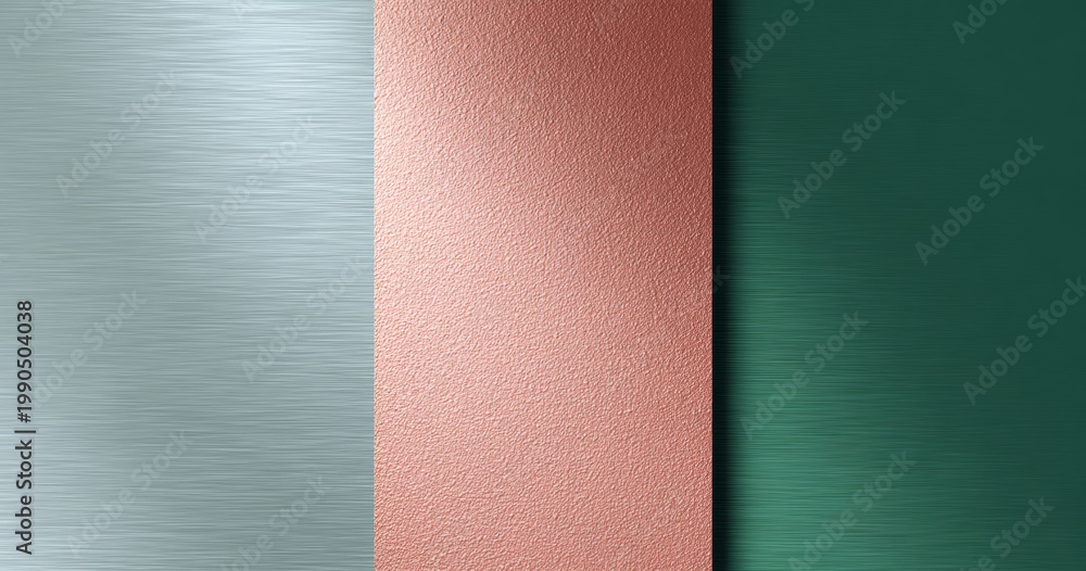 Fototapeta premium Metallic textured panels in three colors