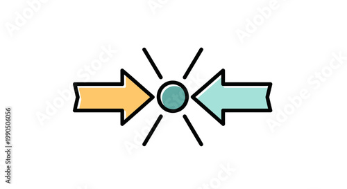 Vector arrows, opposing directions, decision making symbol, choice icon, navigation sign