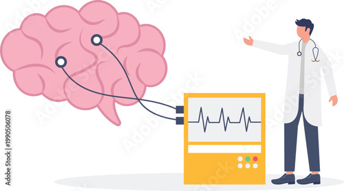 Neurologist monitoring brain activity and mental health