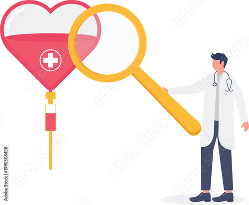 Doctor analyzing heart health via medical magnification