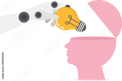 AI robot inserting creative idea into human mind