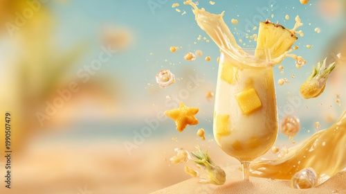 An advertising banner depicting a sunny golden-yellow cocktail