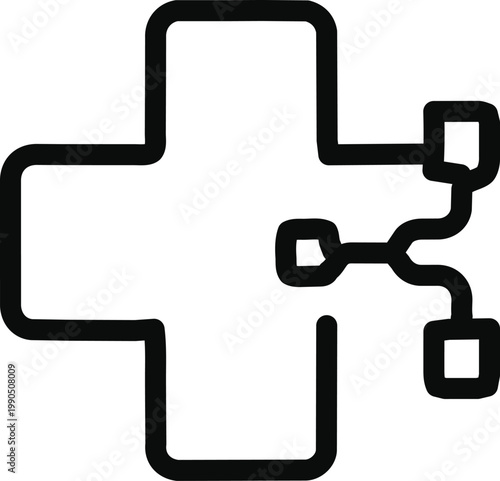 Medical Cross Digital Icon - Healthcare Telemedicine Vector