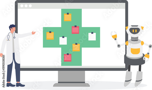 AI robotic assistant managing medical clinic schedule